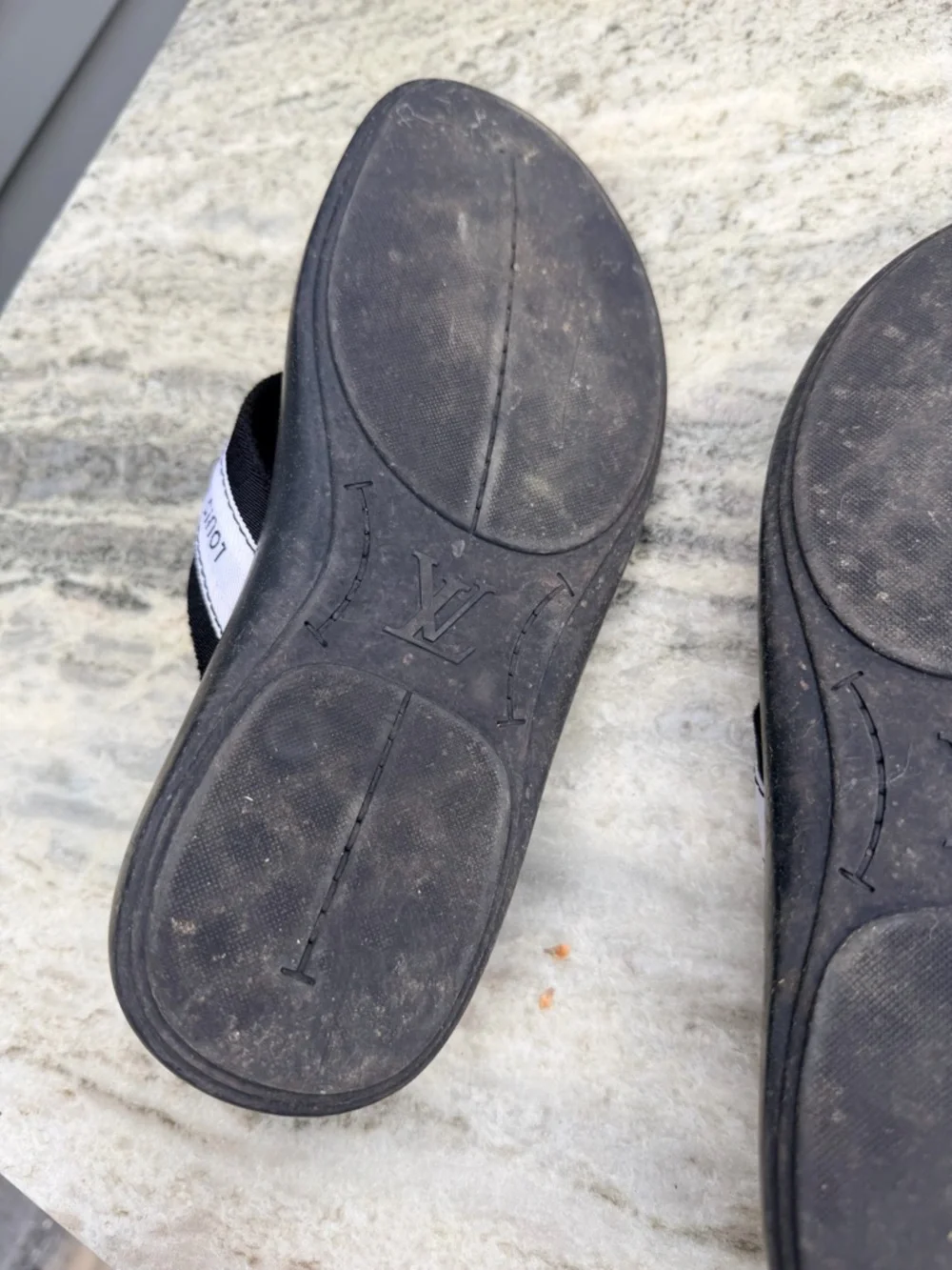 Louis Vuitton Black & White Logo Thong Sandals for Men